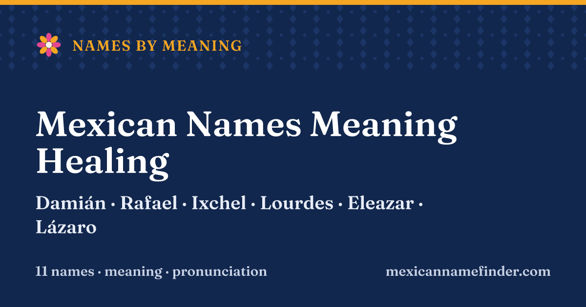 Mexican Names Meaning Healing: Damián, Rafael, Ixchel, Lourdes, Eleazar