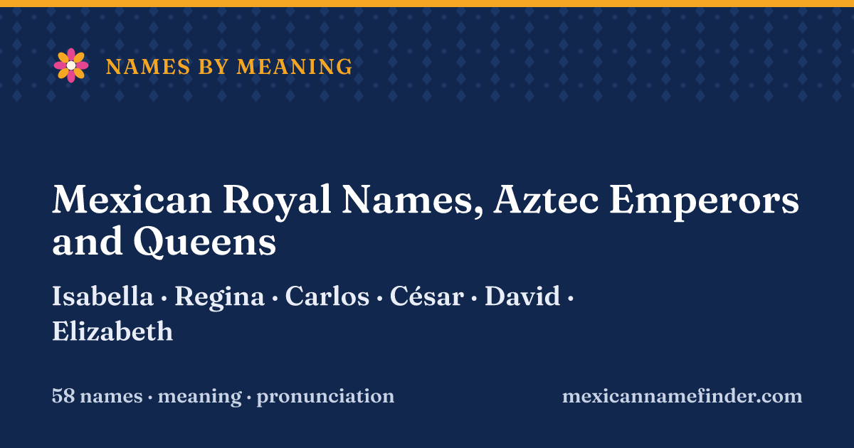 Mexican Royal Names, Aztec Emperors and Queens: Isabella, Regina, Carlos, César, David